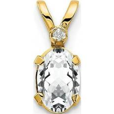 Topaz Charms & Pendants Bagatela 14K Yellow Gold Diamond & White Topaz Birthstone Pendant