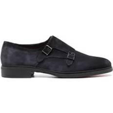 49 ⅓ Oxford Santoni Easy Suede Double Monk Strap Shoes - Blue