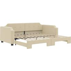 Beige Senge & Madrasser vidaXL Daybed Med Udtræk 80x200 cm Stof Cremefarvet