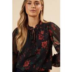 Polyester Blouses Dorothy Perkins Spaced Floral Chiffon Ruffle Sleeve Blouse -