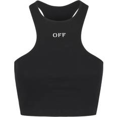 Off-White Blusen Off-White Geripptes Off-Stamp Cropped-Top -