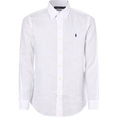 Blåa - Herr - Linneskjortor Custom Fit Linen Shirt - White