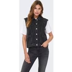 Denim/Jeansstoff Mäntel Only Onlkennedy Weste - Schwarz