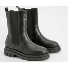 Black Chelsea Boots boohoo Womens Wide Fit Calf High Chunky Sole Chelsea Boots - Black