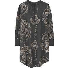 Costa Embroidery Knee Dress - Dark Grey