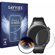 Savvies 4x full-screen schutz folie für huawei watch gt 5 pro (46 mm) 3d edge display Transparent