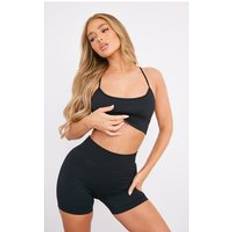 Clothing PrettyLittleThing Black Basic Seamless Padded Sports Bra