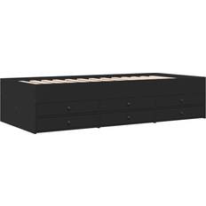 Indbyggede opbevaring Senge vidaXL Daybed Med Skuffer Uden Madras 100x200 cm Sort