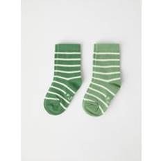 Organic Socks Polarn O. Pyret Striped Kids Socks - Green