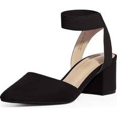 Dream Pairs Womens Low Block Chunky Heel Ankle Strap Dress Pumps - Black
