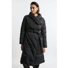 Clothing Karen Millen Quilted Padded Wrap Collar Coat - Black