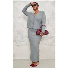Grey - Short Skirts PrettyLittleThing Plus Melange Soft Knit Maxi Skirt - Ash Grey