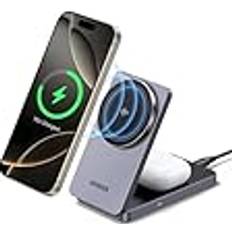 Wireless fast charger UGREEN Qi2 15W 2-In-1 Wireless Charger Magsafe Fast Charging Station Grey