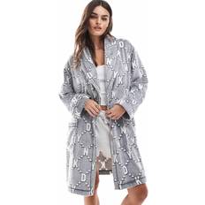 M Robes DKNY Folded Fleece Short Chenille Robe - Grey