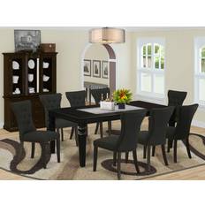 Wood Dining Sets East West Furniture LGGA9-BLK-24 9 Piece Room Table Dining Set