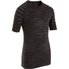 Kids Short-sleeved Thermal Base Layer Top Keepdry 500 - Black/Graphite Grey