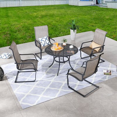 Steel Patio Dining Sets Canora Grey 5-Piece Outdoor 42.0 W x 42.0 D Patio Dining Set