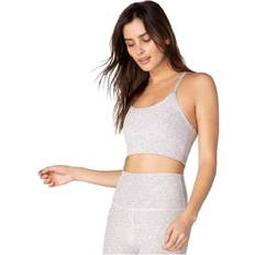 One Size Tank Tops Beyond Yoga Spacedye Slim Racerback Cropped Tank Top - Silver Mist