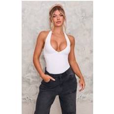 PrettyLittleThing Contour Halterneck Bodysuit - White