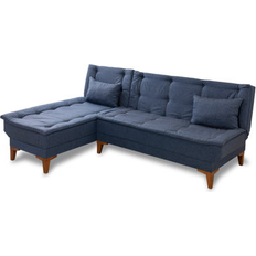 Asir Group INC Dark Blue Sectional Corner Sofa-Bed 33.8583 H x 88.5827 W x 33.4646 D Sofa 3 Seater