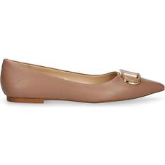 Sheepskin Ballerinas Twinset Oval T Ballet Flats - Women - Neutrals