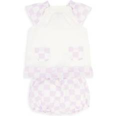 Purple Other Sets Versace Baby Girl's Plaid Print Top & Bloomers Set - White Lilac