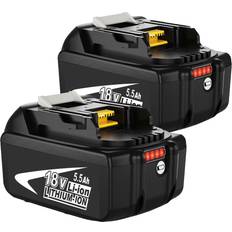 Teetok 2x 5.5A Battery 18V LXT Li-ion Battery BL1850 BL1830 -Makita Cordless Tool Compatible