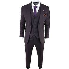 Purple Suits Truclothing Herringbone Tweed 3 Piece Suit - Purple Plum