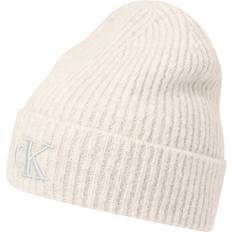 Blanc Bonnets Calvin Klein Jeans Mütze Thick Embroidery Beanie - Beige