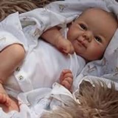 Lonian 19-tums Reborn-babydockor, verklighetstrogna nyfödda med vikt kropp, nyfödd småbarn, barn från 3 år (bruna ögon)