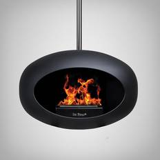 Black Sky Bioethanol Fire Silver Steel Pole Ceiling Hanging Ethanol Fireplace, 100cm Yes (100cm)