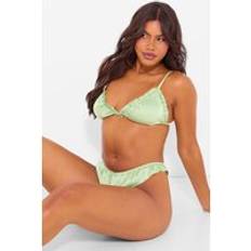 Green Lingerie Sets PrettyLittleThing Green Satin Frill Lingerie Set