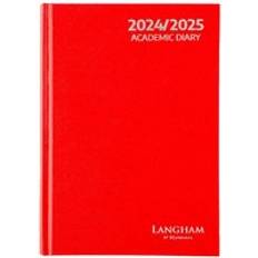 Langham 2024 - 2025 A5 Day Per Page Diary - Red