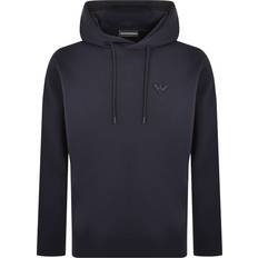 Armani Men Sweaters Armani Double-jersey Hooded Sweatshirt - Navy