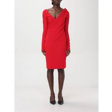 JW Anderson V-Neck Midi Kjole Lange Ærmer - Rød