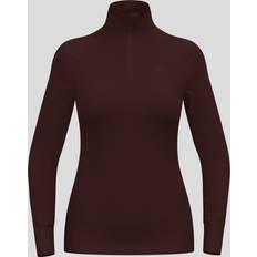 Bruna - Dam - Träningsplagg Underställstoppar Odlo Women's Top Turtle Neck L/S Half Zip Active Warm - Brown