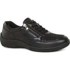 Hesna Womens Trainers - Black Lea/Stretch