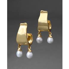 Jewelry Alexis Bittar Perla Freshwater Pearl Drop Hoop Earrings in Gold Statement Jewelry from (One Size)