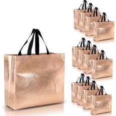 Gift Bags Nush Nush Rose Gold Gift Bags Large Size in Bulk Set of 30 Reusable Rose Gold Gift Bags With Black Handles Perfect As Goodie/Birthday/Bachelorette Gift Bags, Party Favor Bags 13Wx5Dx11H