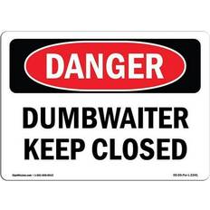 Office Supplies SignMission OSHA Danger Sign 12 x 18 in - Dumbwaiter Keep Closed