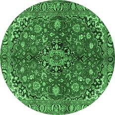 Ahgly Company Indoor Round Medallion Emerald Green Area Rug 5"