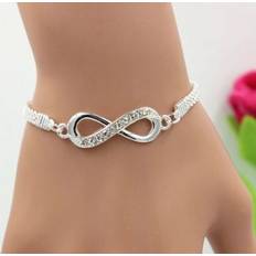 Infinity Adjustable Silver Friendship Bracelet - Cubic Zirconia Crystal