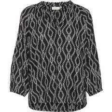3XL Blouses Kaffe Sigrid Abstract Top - Black/Chalk