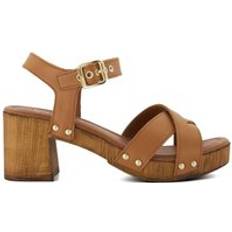 Brown - Woman Heeled Sandals Dune London Judies Leather Sandals - Tan