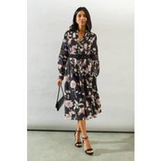 Clothing Wallis Paisley Print Belted Shirt Midi Dress - Black