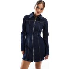 Adult - Blue Dresses ASOS DESIGN Denim Fitted Shirt Mini Dress - Navy
