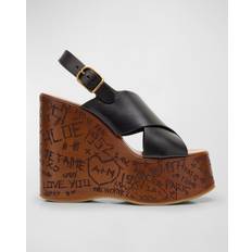 36 ½ Sandales à talons Chloe Maxime Wedge Sandals - Black