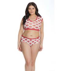 Röcke Crop Top and Shorts with Lip Print - Plus Size