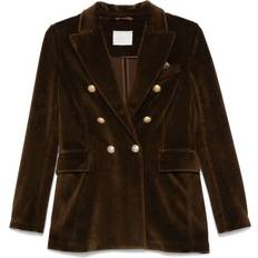 Velvet Blazers Brown Velvet Double-Breasted Blazer - Female