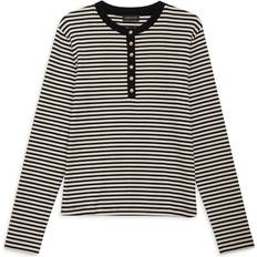 Woman Blouses Anine Bing Alessia Striped Long-Sleeved Top - Cream/Black